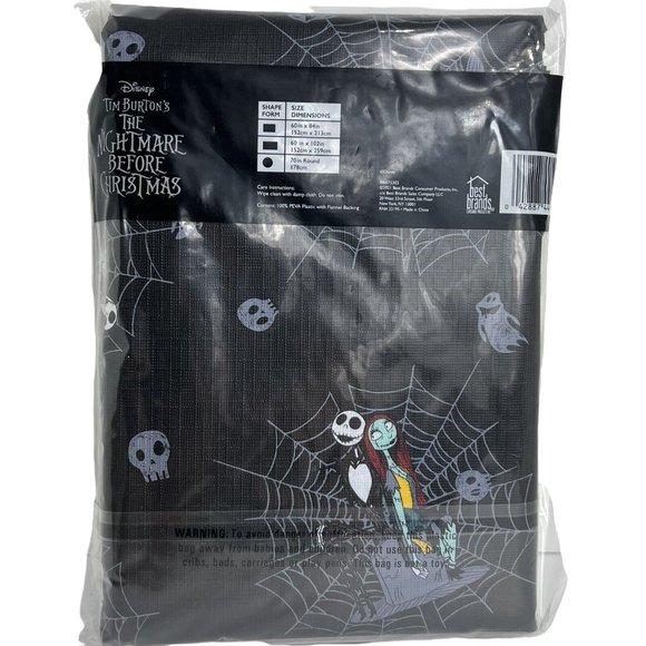 Disney Nightmare Before Christmas Tablecloth 60"x84” Jack And Sally Spiderwebs - Picture 2 of 12